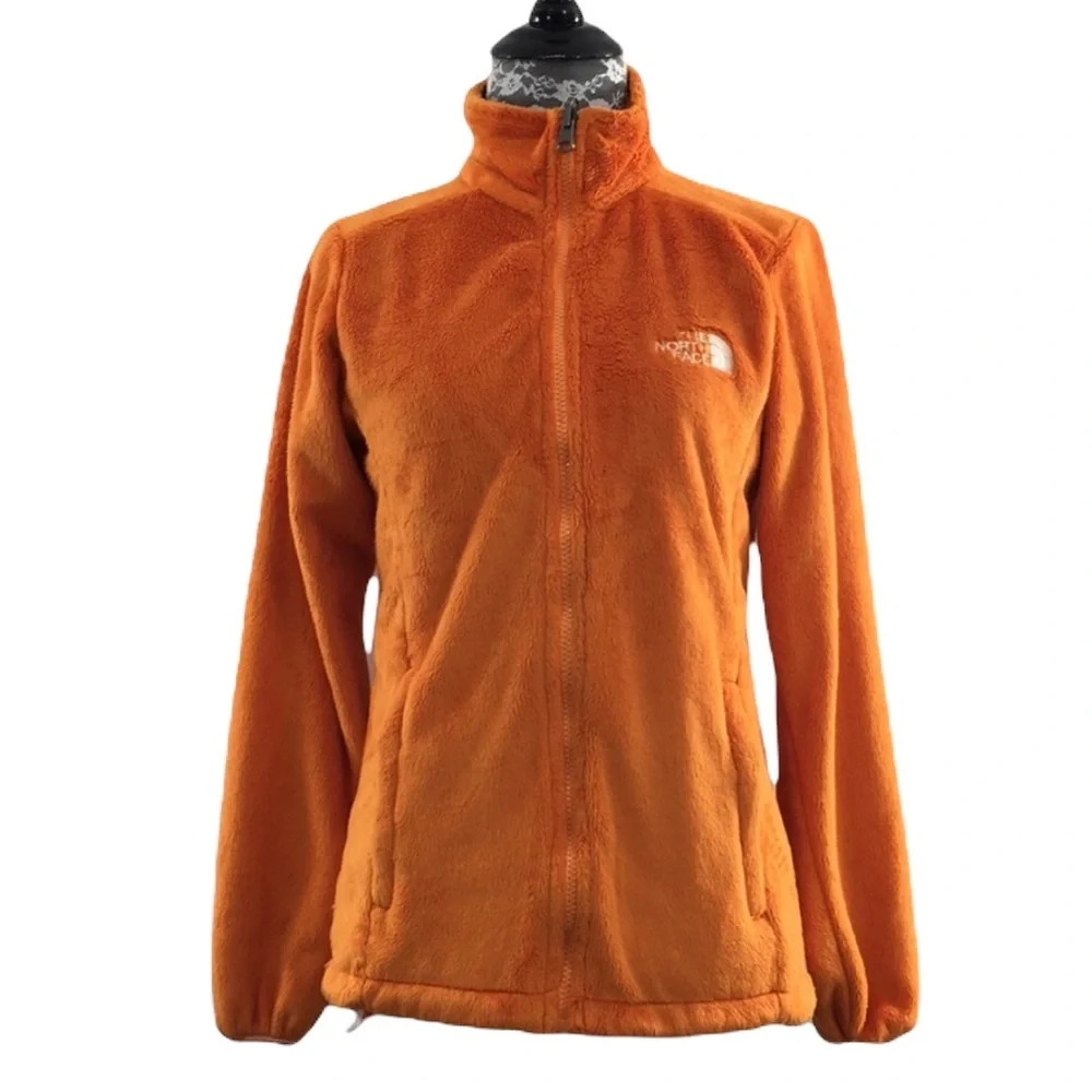 The North Face Orange Full Zip Mock Neck Jacket Womens XS Faux Fur - Picture 1 of 12